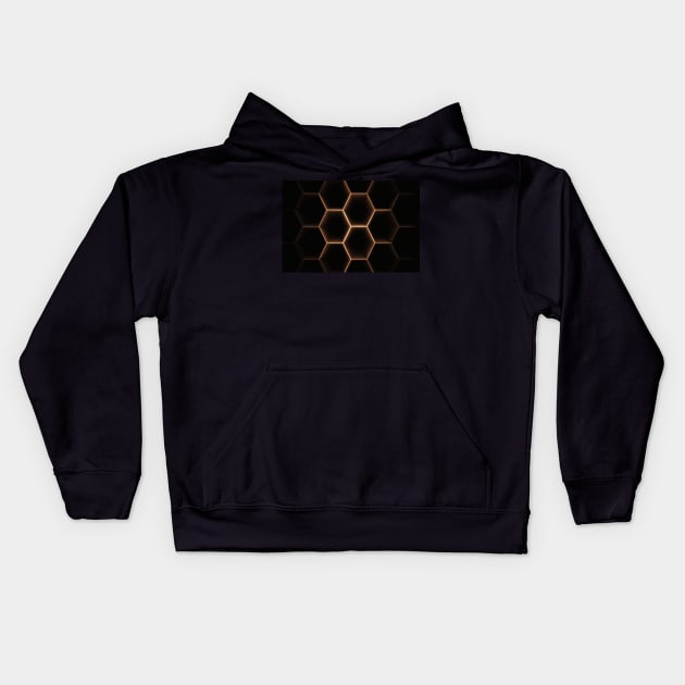 Joined faded hexagon repeating pattern Yellow Kids Hoodie by Russell102